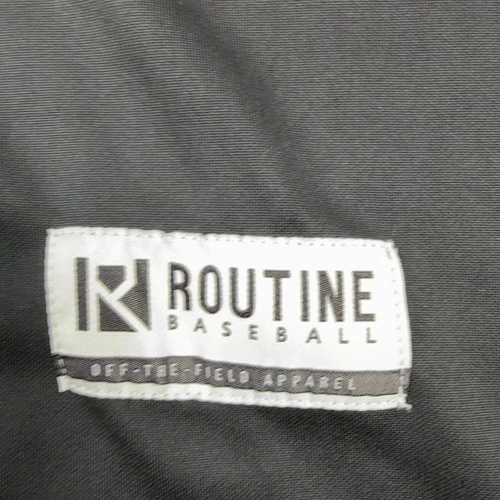 Routine Baseball Shirt Mens Large Black BSB Button Front Jersey Baseball Top
